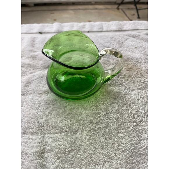 Vintage Emerald Green Blown Glass Pitcher - Picture 1 of 5